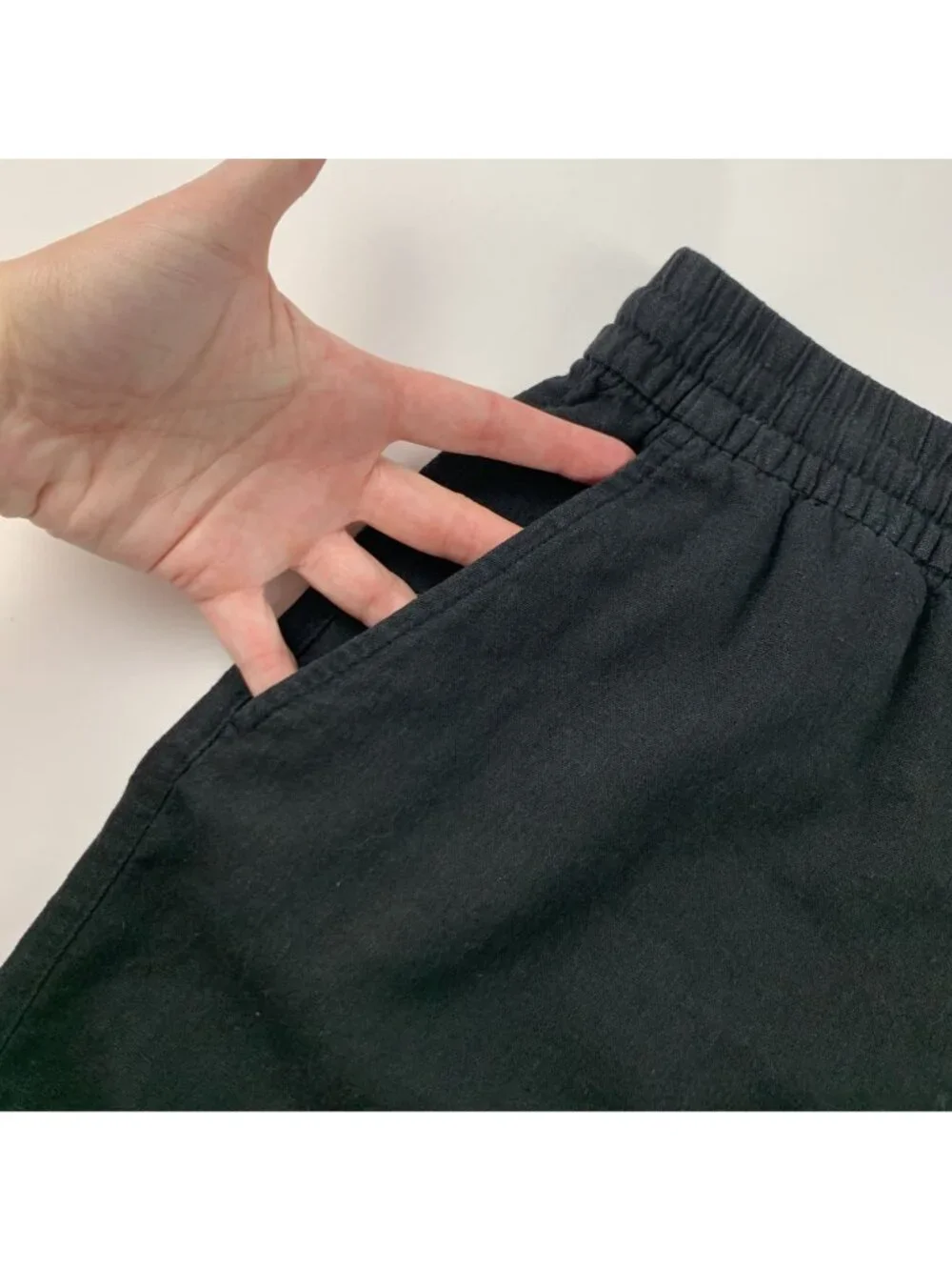Old Navy Black Linen Blend Pull On Shorts XL - Picture 2 of 5